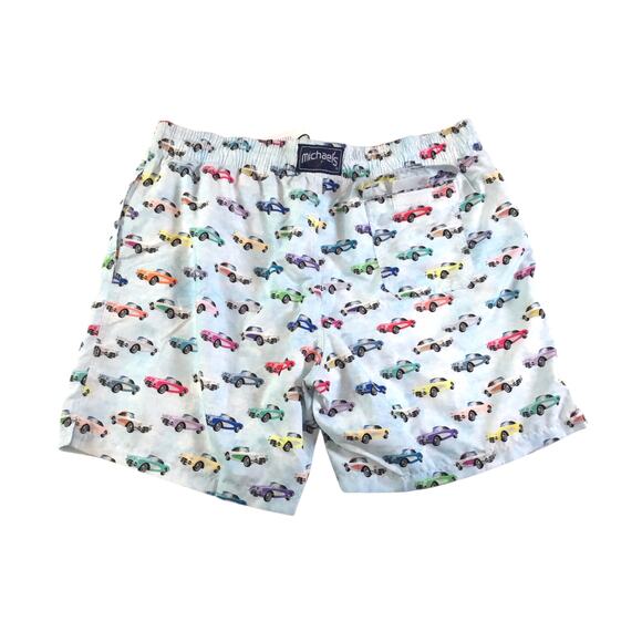 Swim Trunks Michael's Car Fancy Cars Blue Multi-Color NWT - Picture 2 of 5